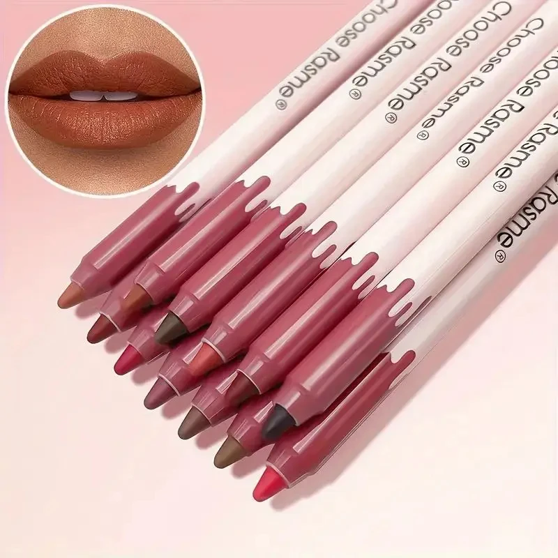 Juego de lápices delineadores de labios mate, 12 colores/caja, resistente al agua, larga duración, lápiz de contorno de labios rojo desnudo, maquillaje de tinte de lápiz labial rosa Sexy