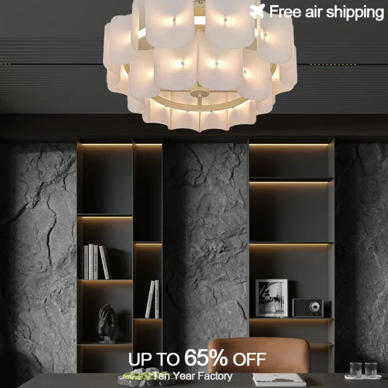 

LED Large Ceiling Chandelier Bedroom Minimalist White Acrylic Hanging Light for Dining Living Room Hotel Lobby Fixture