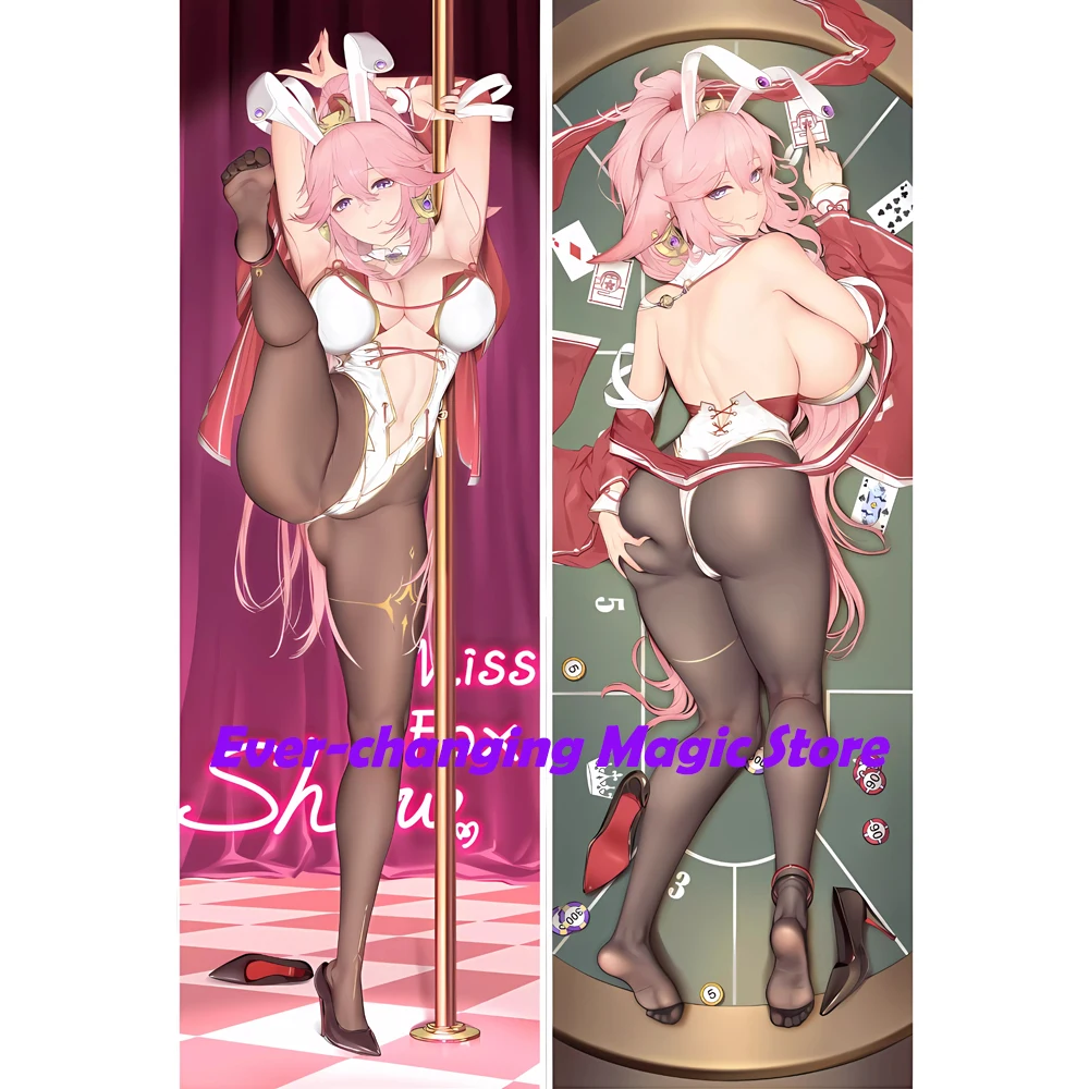 

Anime Game Dakimakura Genshin Impact Yae Miko Long Pillow Case Two Side Hugging Body Prop Case Home Decoration Cover