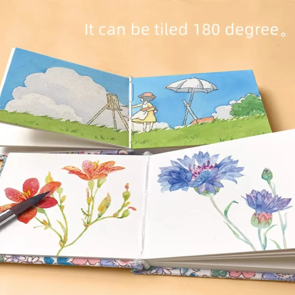 زهرة صغيرة النسيج كتاب الألوان المائية الملونة 20 ورقة المائية كراسة الرسم مربع ورقة الوسادة كتاب الرسم بالألوان المائية الصغيرة