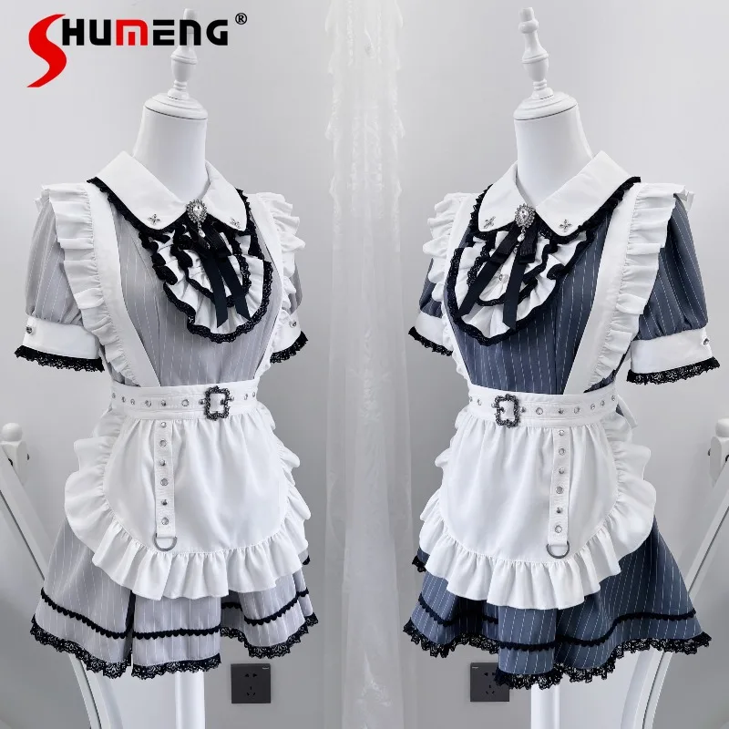 

Little Maid Outfit Japanese Lolita Style Subculture Original Sweet Y2k Slim Fit Short-sleeves Dress Shorts Two-Piece Set Female