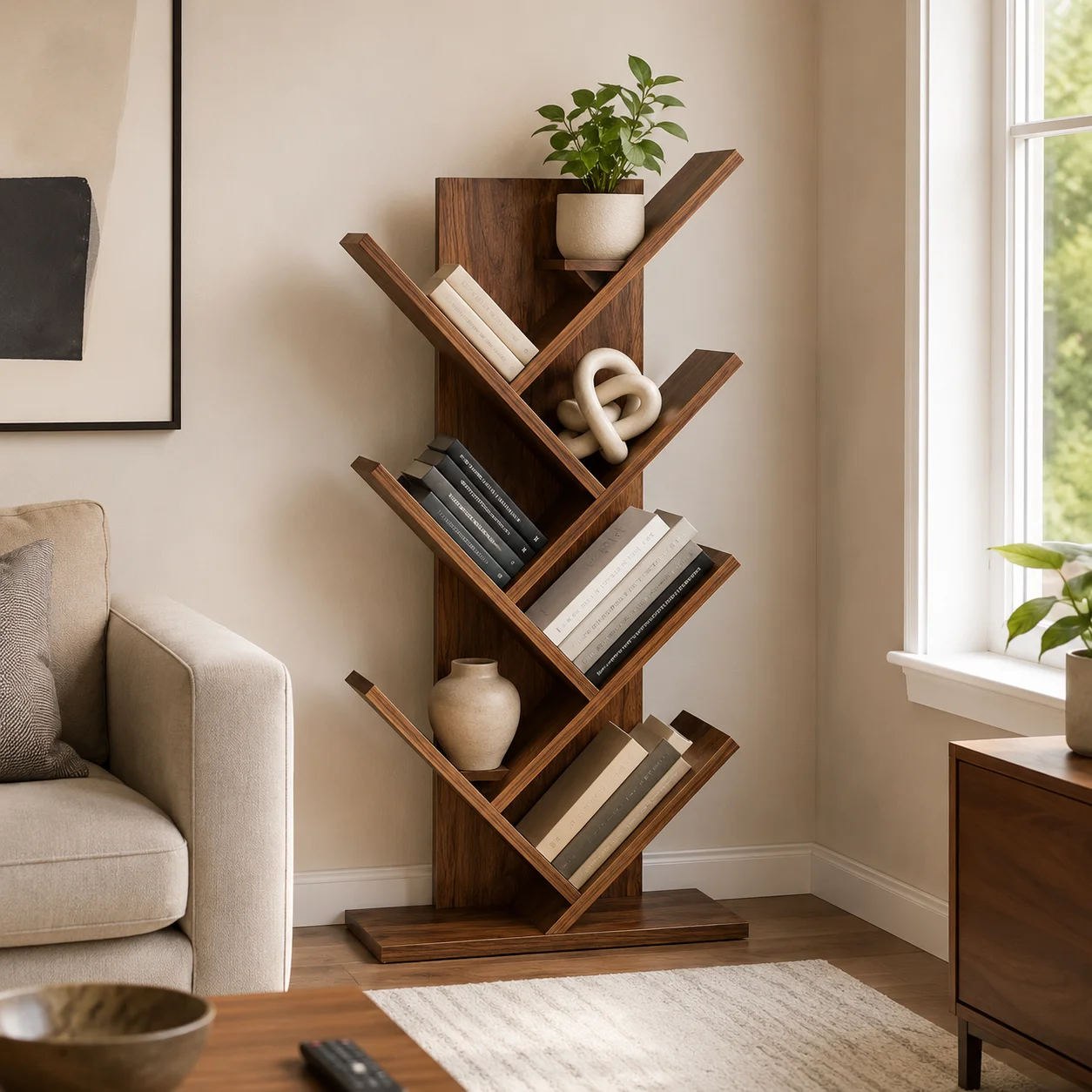5-Tier Tree Bookshelf, Wooden - Bookshelf 5 Tier recension och pris