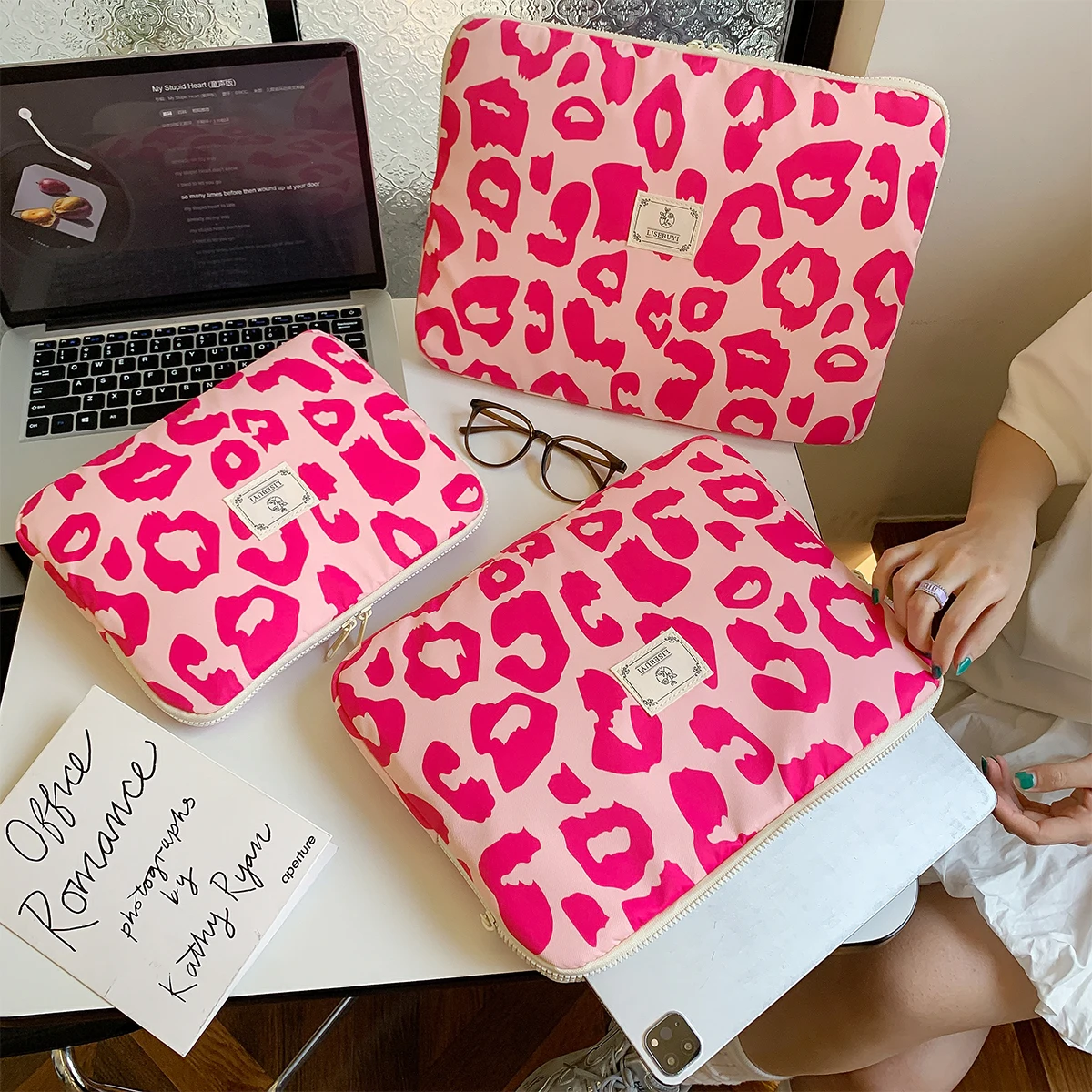 جميل نمط الرجعية طباعة الدب حقيبة كمبيوتر محمول الموضة 11-15 بوصة حقيبة يد حقيبة الكمبيوتر المحمول المحمولة ماك بوك اير برو المحمولة #4