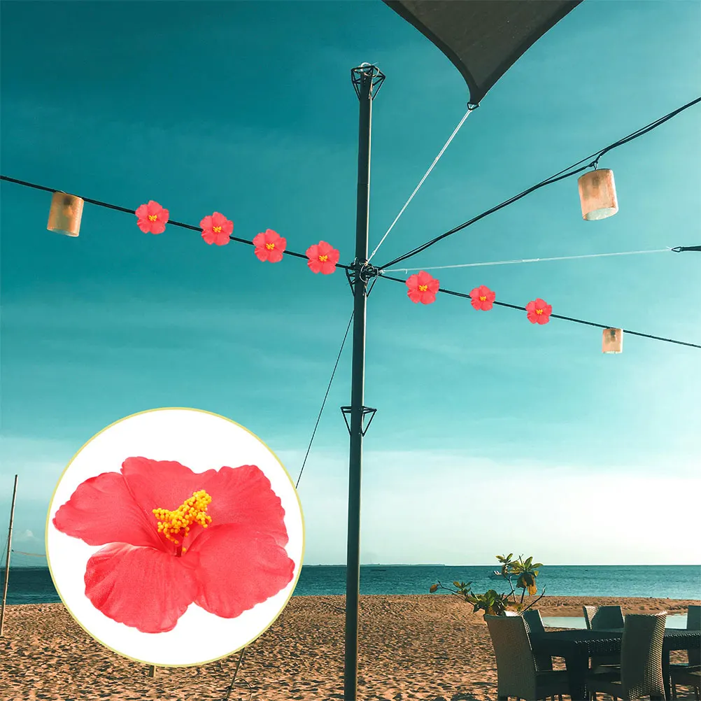 

20 Pcs Artificial Hibiscus Flower Fake Flowers for Hair Plants Outdoor Heads Tropical
