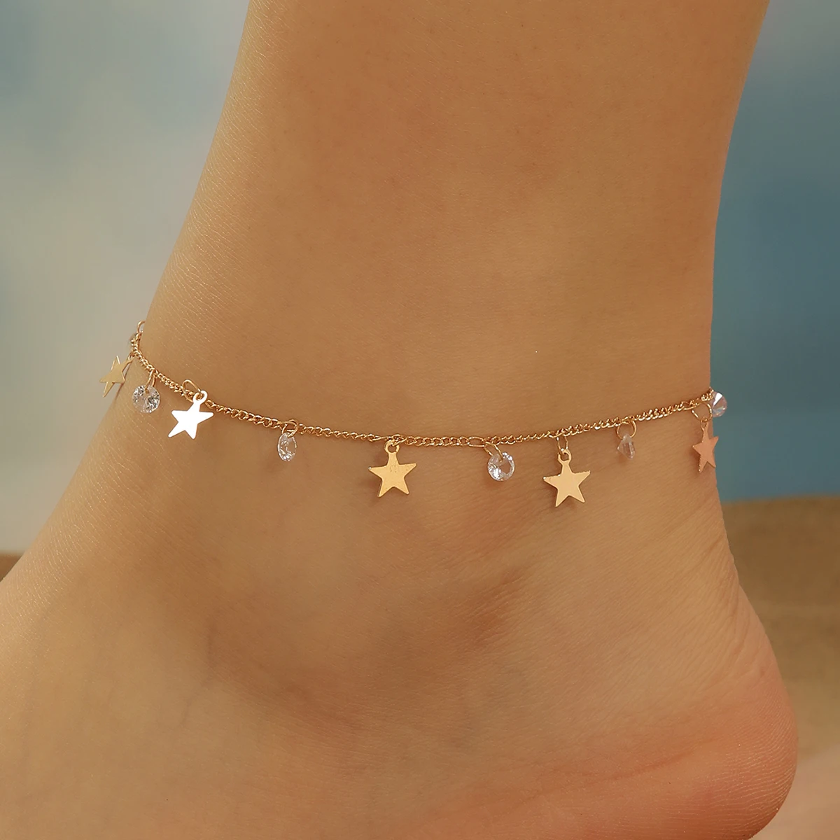 Handmade Crystal Stone Anklets Bracelets Women Barefoot Sandal Anklet On Leg Chain Foot Beach Jewelry Gift