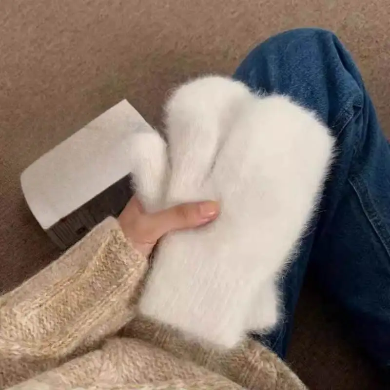 

Зимние утепленные перчатки из кроличьего меха 2024 года для женщин: милые, без пальцев, на флисовой подкладке, теплые, модные, облегающие