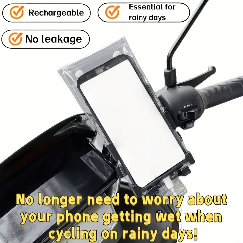 Bicycle Rider Phone Rain Cover - Touchscreen-Compatible Phone Pouch, Essential for Rainy Day Cycling, High-Value Phone Bag, Rechargeable Rain Sleeve. Suitable for Cycling, Rainy Days, Outdoor Activities, Bicycle Bags. Stylish Design, Secure Fit. view 7