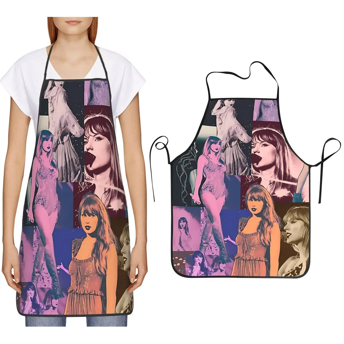 

TS Era Collage Aprons Chef Cooking Cuisine Tablier Sleeveless Bib Kitchen Cleaning Pinafore for Women Men Painting
