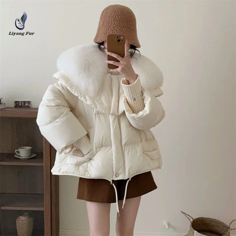 

Women Fashion Design Warm Winter Clothing Medium Long Puffer Duck Down Coat For Ladies