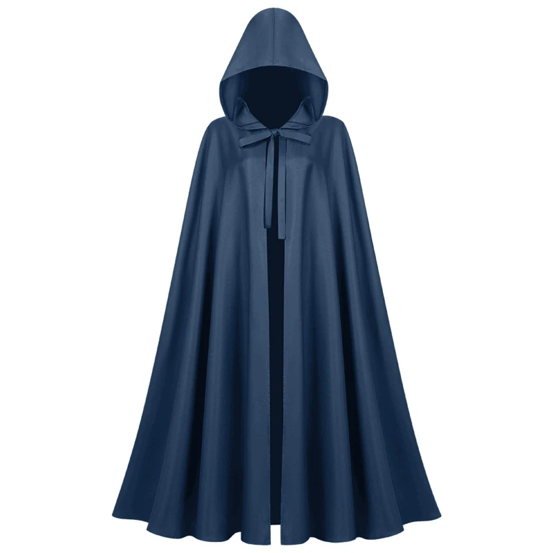 Solid-Color Monk Grim Reaper Wizard Cloak Unisex One Size Fits All 2026 New Medieval Hooded Cape for Men and Women,Halloween