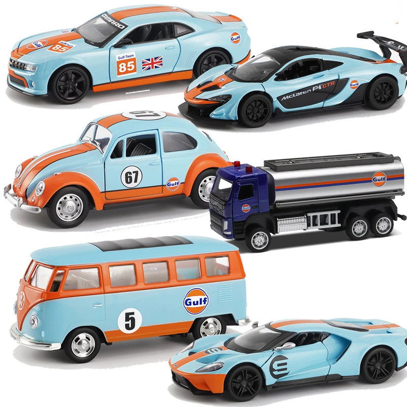 

CCA Volkswagen T1 Diecast Gulf Gas Station Simulation Toys Model Camaro Beetle Ford GT Collection Juguetes Gift For Kids Boys