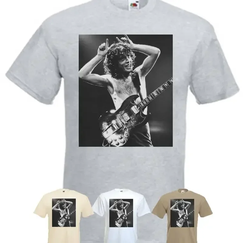 Angus Young The Devil T shirt heather grey khaki white natural all sizes S 5XL