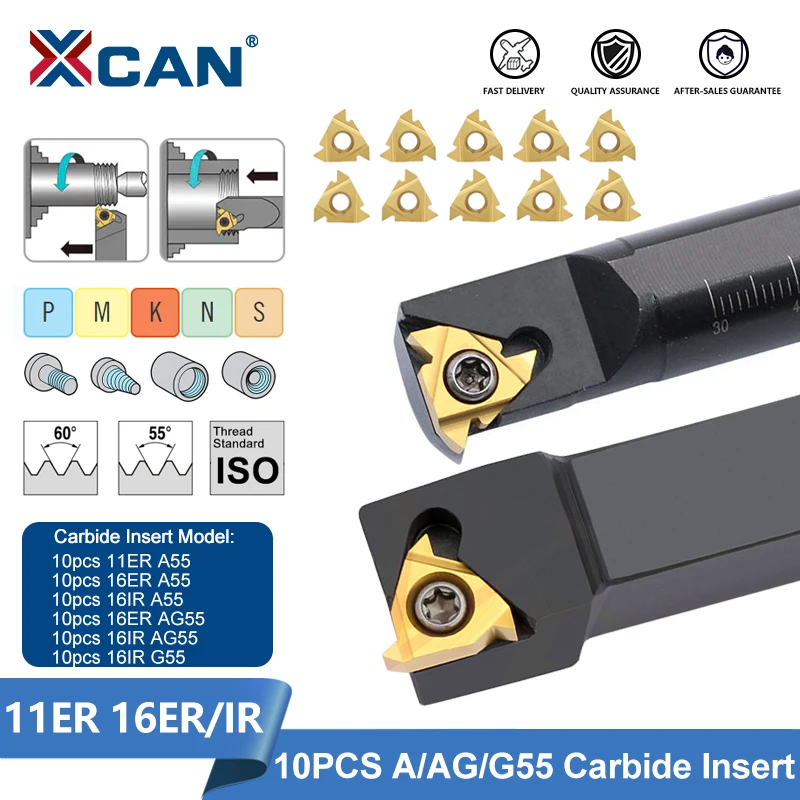 

XCAN 11ER 16IR 16ER Резьбовая карбидная вставка A55 AG55 G55 Резьбонарезной инструмент внутренний режущий инструмент внешняя вставка токарный инструмент с ЧПУ