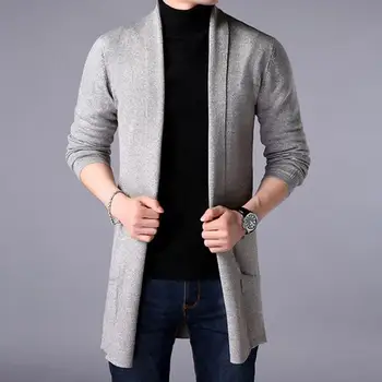 5 Kleuren Sweaterjassen Nieuwe Effen Lange Vest Gebreide Jas Heren Kleding 2023 Slim Fit Casual Gebreide Trui Dun Vest
