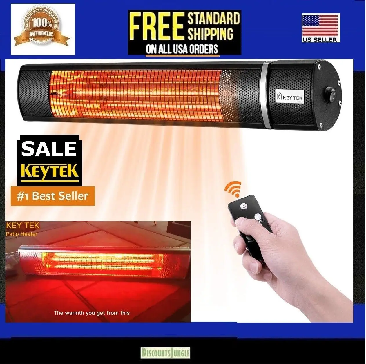 Wall Mounted Patio Heater Outdoor Electric Infrared 1500w Waterproof w/ Remote