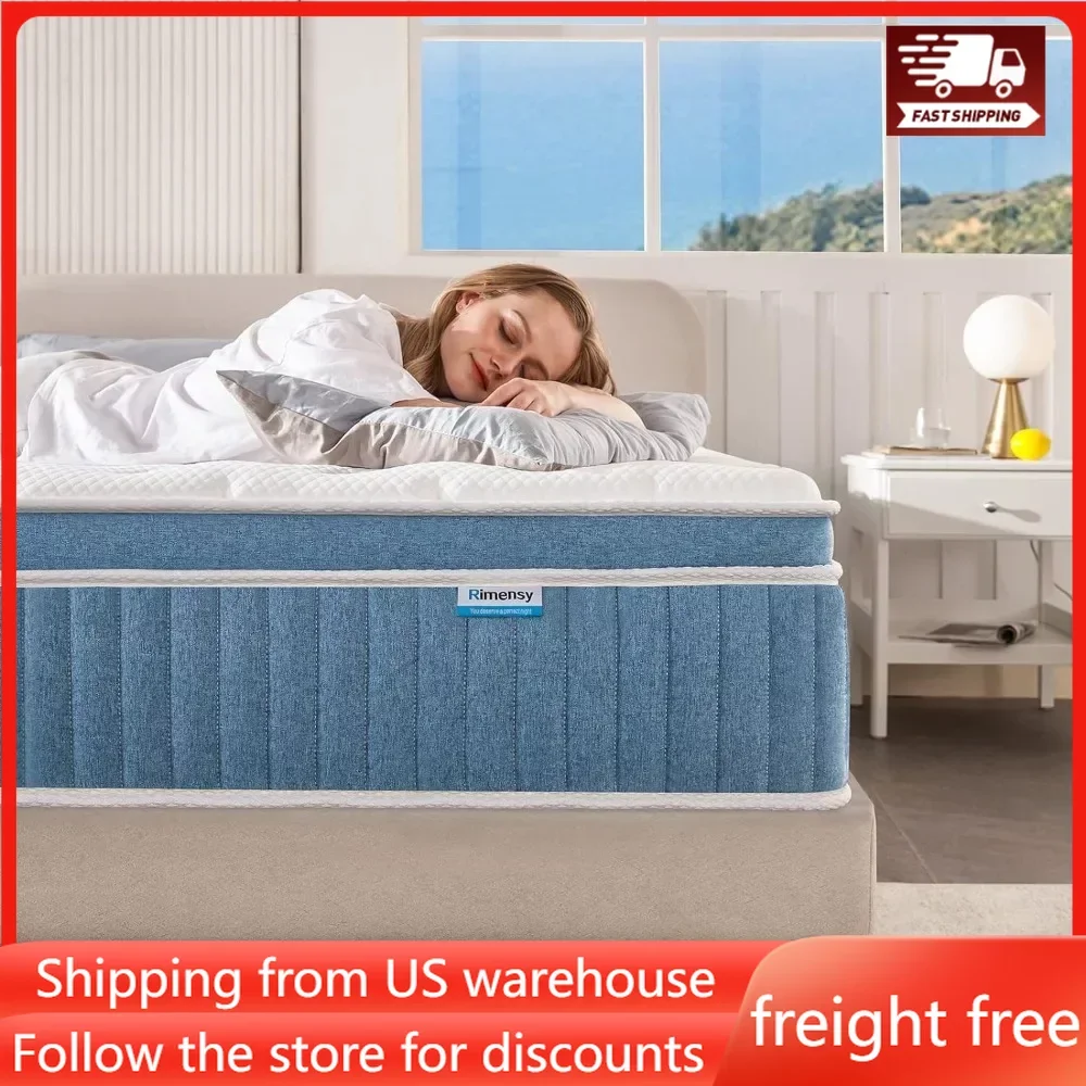 King Mattress, 14 Inch, Gel Foam Mattress, Coils Innerspring Mattress, Support & Pressure Relief, Medium Firm Free Shipping