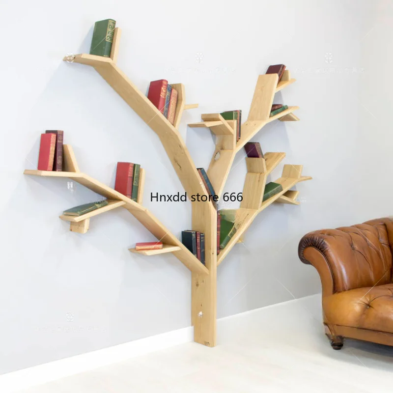 Nordic Creative Solid Wood Tree Bookshelf Shelf