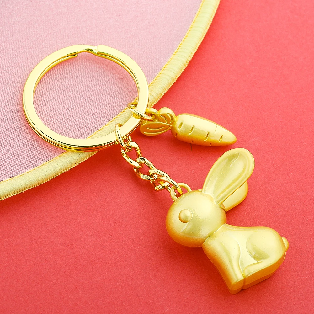 Auspicious Chinese Zodiac Rabbit Cute Keychain New Year's Mascot Carrot Key Chain Riot Metal Cartoon Luck Pendant Companion Gift