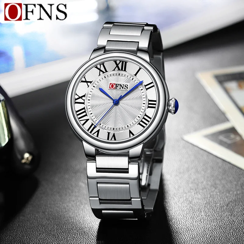 OFNS Top Brand Business Classics Men\'s Quartz Watch Roman Scale Dial Waterproof Stainless steel Male Quartz Wristwatch Relojes