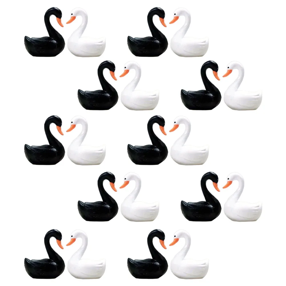 

20pcs Ornaments Mini Landscape Decor Simulated Resin Figurines Home Miniature Swan Figurine Garden Adornment Craft