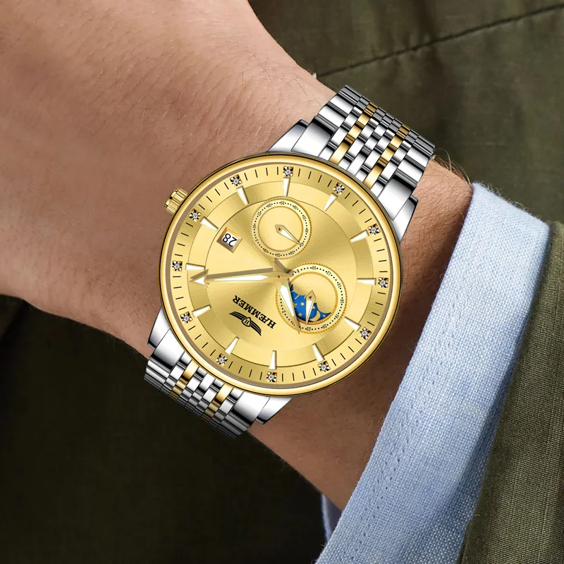 ساعة HAEMMER ميكانيكية أوتوماتيكية للرجال، ساعة عمل ستانلس ستيل للرجال، طراز كلاسيكي مقاوم للماء