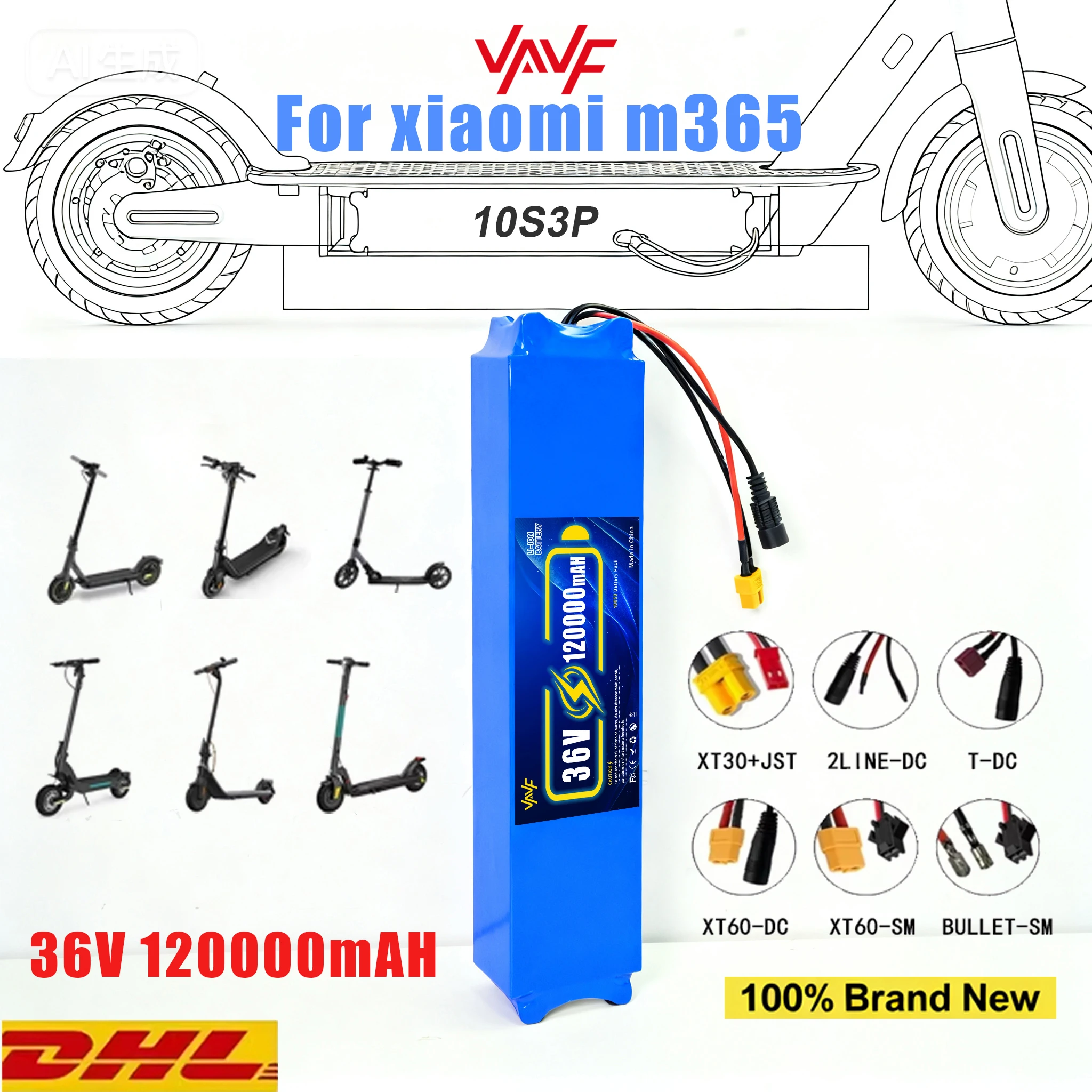 

100% аккумулятор для скутера 36 В 120 Ач для Xiaomi Mijia M365 Аккумулятор 120000 мАч, плата BMS для электрического скутера для Xiaomi M365