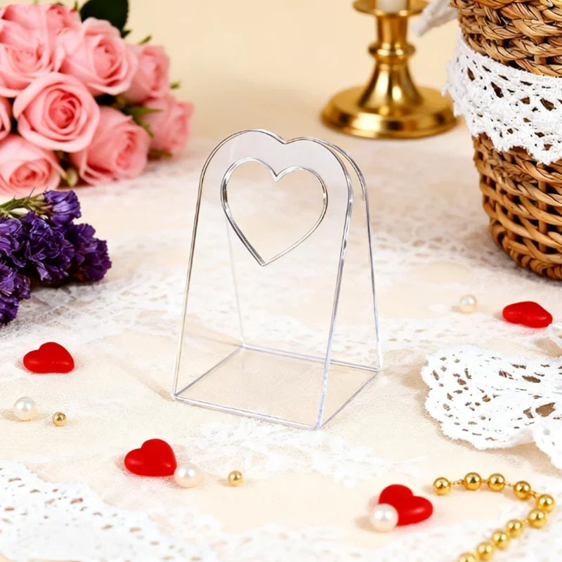 11 Piece Transparent Acrylic Candy Box Bags Wedding Party High-end Table Arrangement Plastic Triangular Handle Basket Gift Box