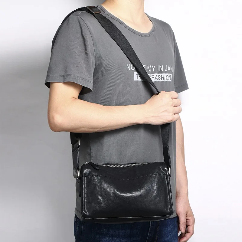 Wmnuo 2023 Shoulder Bag Men Soft Thread Genuine Cowhide Crossbody Messenger Bags For Man Large Capacity Ipad Pillow Male