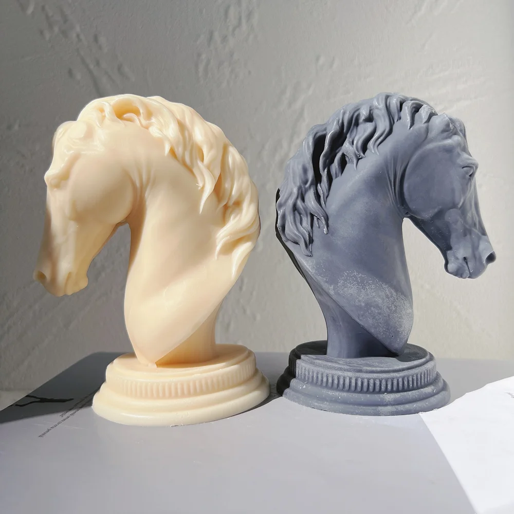 Horse Head Statue Candle Silicone Mold Bust Riding Sculpture Art Figurine Animal Poney Candle Mould