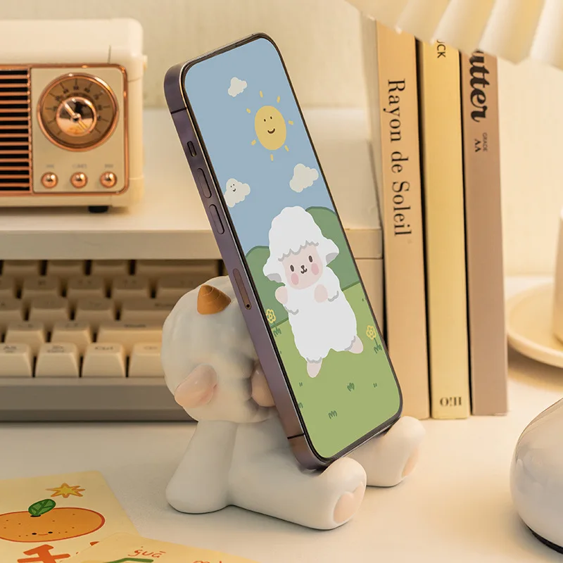 Cute Sheep Phone Holder For iPhone Cartoon Desktop Decoration Creative Crafts Tablet Stand Cute Unique Birthday Friend Gift ﻿