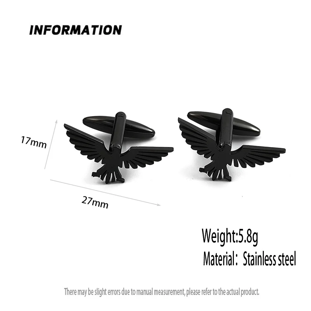 316l Edelstahl fliegender Adler vergoldete Manschetten knöpfe, schwarze Hemd manschetten, Herren anzug zubehör, Abend garderobe