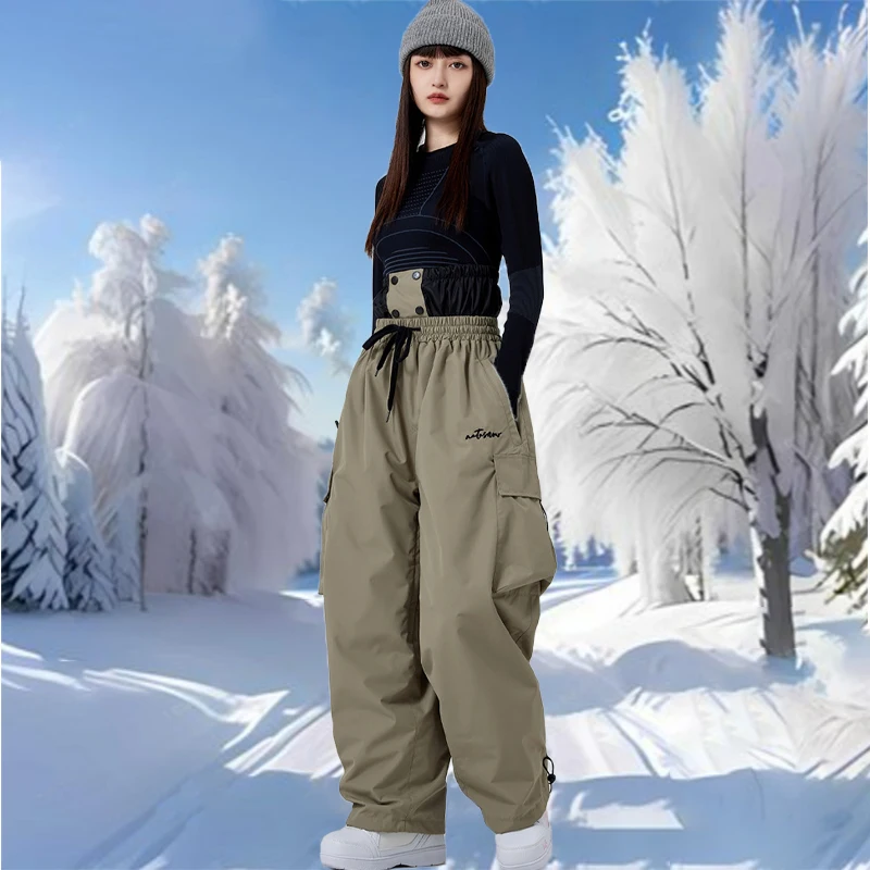 Calças de esqui para mulheres e casais, calças de neve impermeáveis ao ar livre, roupas esportivas para snowboard, inverno 2022