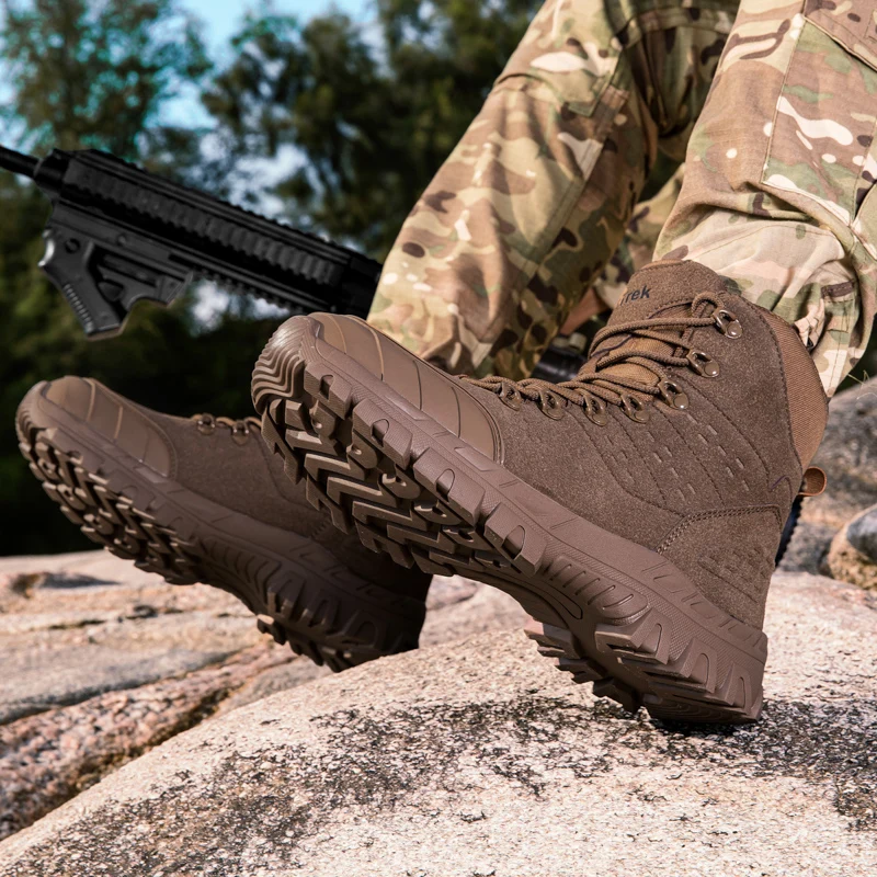 أحذية قتالية خفيفة للغاية للرجال، أحذية المشي لمسافات طويلة قابلة للتنفس، أحذية المشي لمسافات طويلة كاجوال للخريف والشتاء مقاومة للماء وغير قابلة للانزلاق، الصحراء #3