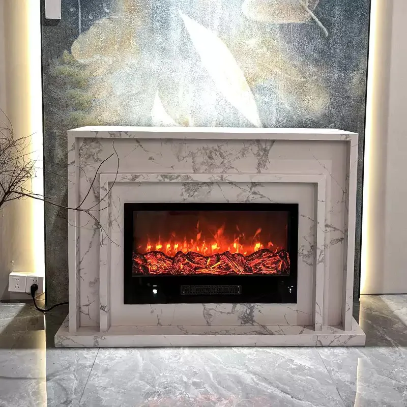 Natural marble European mantel decorative cabinet villa living room stone stone carving custom