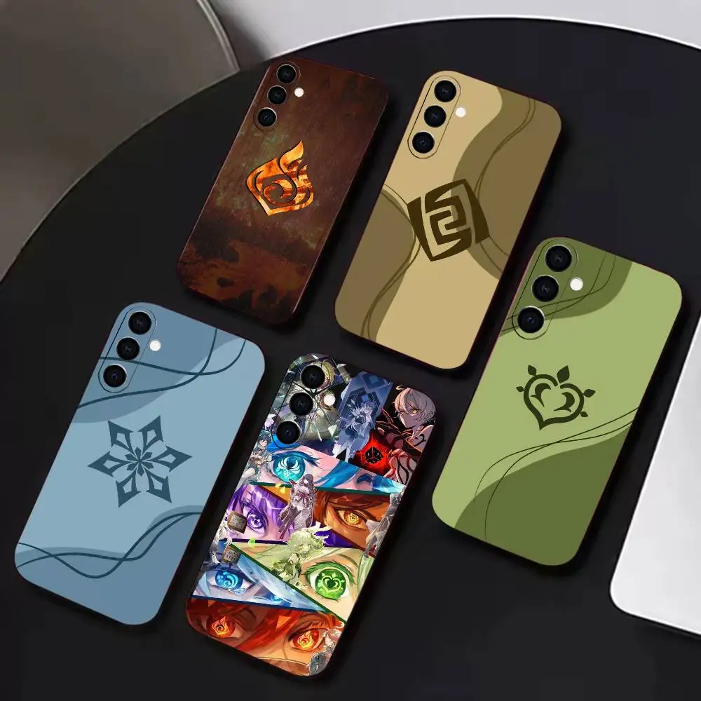 Symbol Genshin Impact Element Phone Case For Samsung A72,A53,A71,A70,A52,A73,A51,Silicone Black Soft