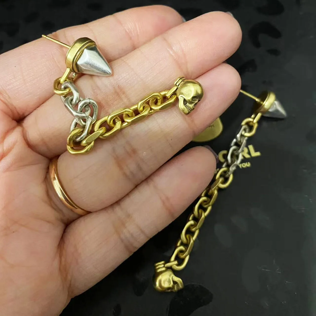 New Jewelry & Accessories Hip Rock Style Skull And Collision Nail Chain Tassel Earrings For Women's Parties & Gifts
