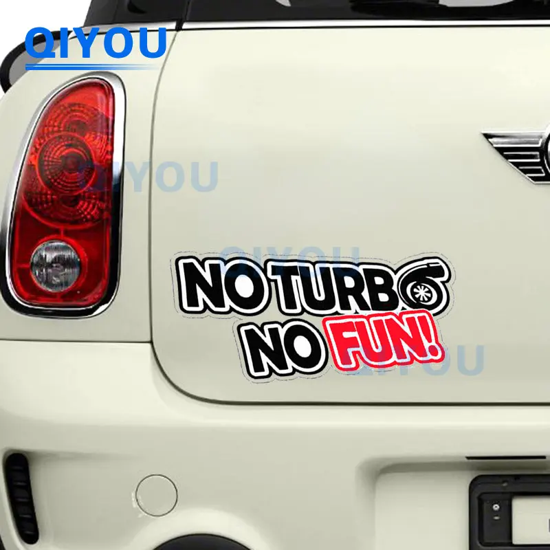 No Turbo No Fun pegatinas personalizadas para decoración de carrocería de coche, calcomanía de PVC troquelada adecuada para parabrisas de coche, estuches de carro