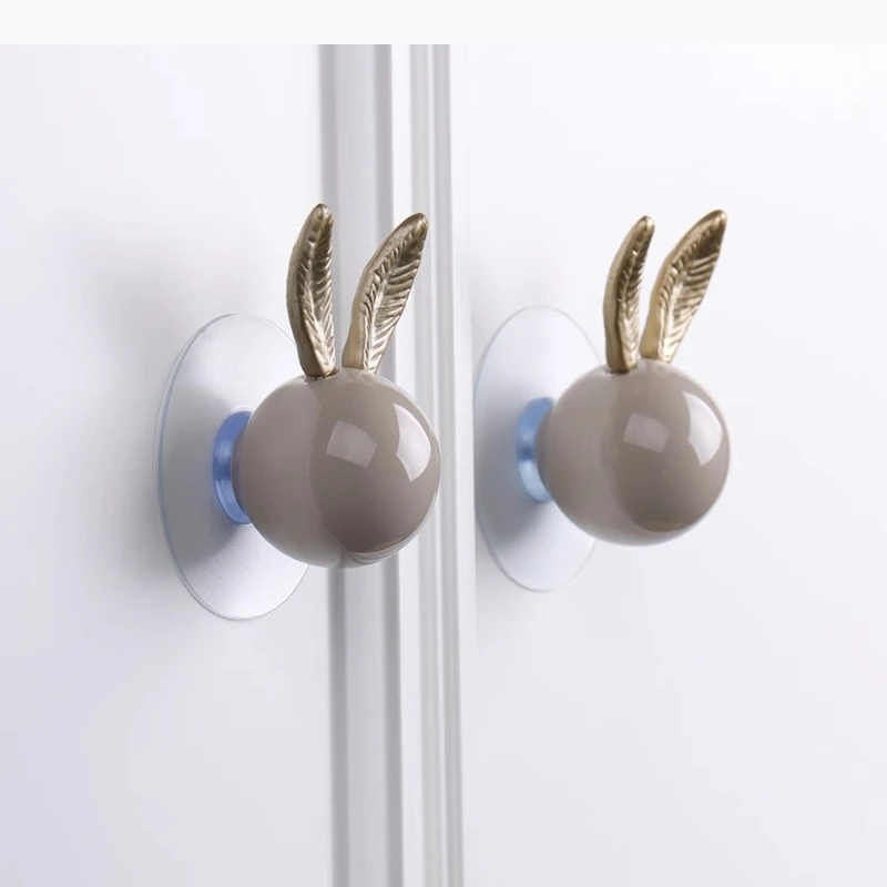 Non Perforated Ceramic Handle Cute Drawer Cabinet Door Single Hole Furniture Handle Cabinet Pulls