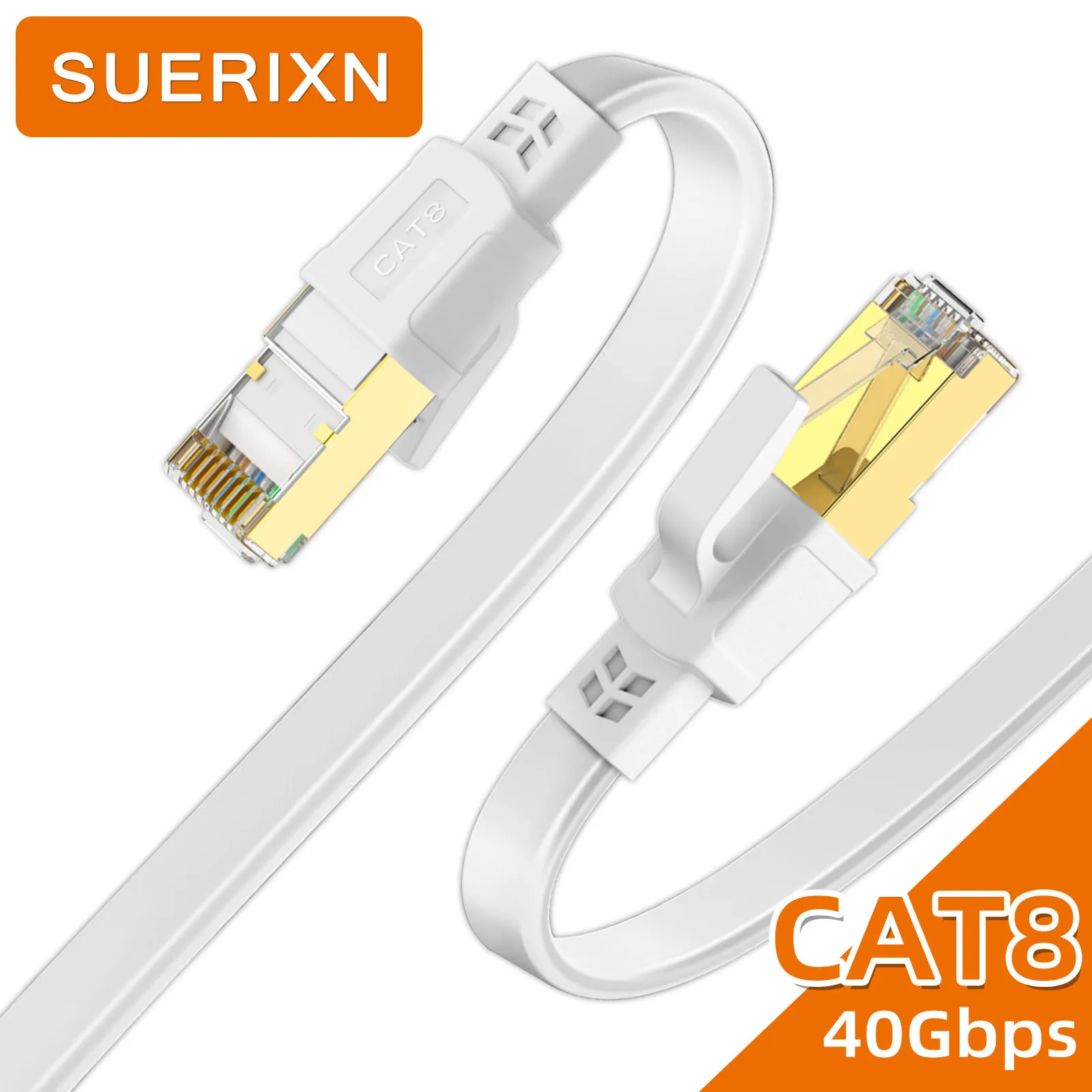 SUERIXN CAT8 Ethernet Cable RJ45 Patch Cord 40Gbps 2000Mhz High Speed Internet Cable for PS5 Laptop Router Cat 8 Network Cable