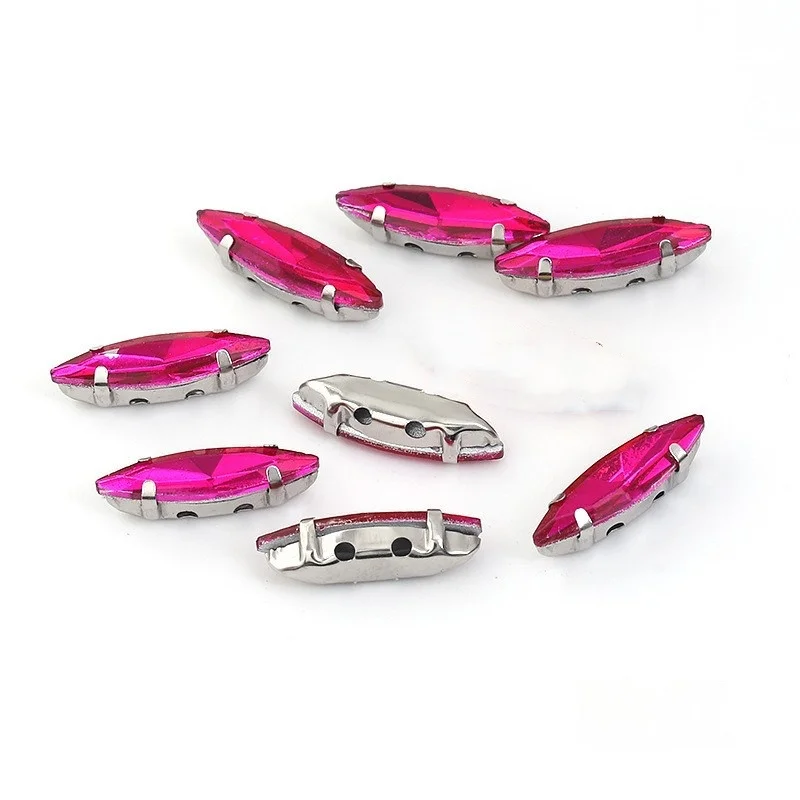 10x35mm 4x15mm Navette stenen Kerst stijl witte k klauw instelling voor sieraden of jurk tassen opnaaien