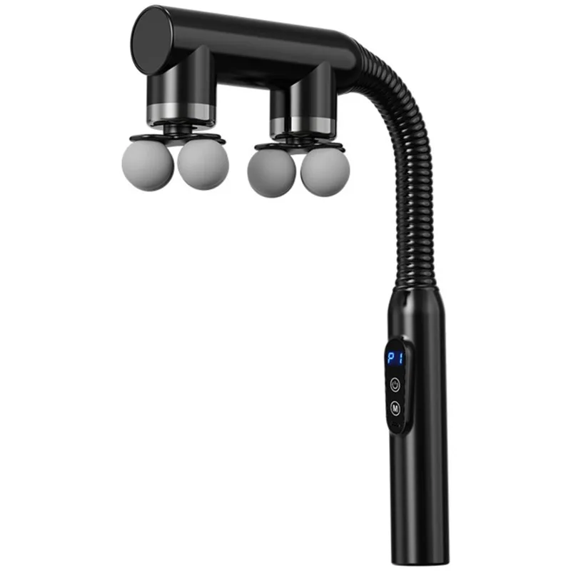 RTENTE-For Fitness Purpose Multi-Head Percussion Massage Gun With LCD Display, Long Handle& Adjustable Speed Settings Multiple
