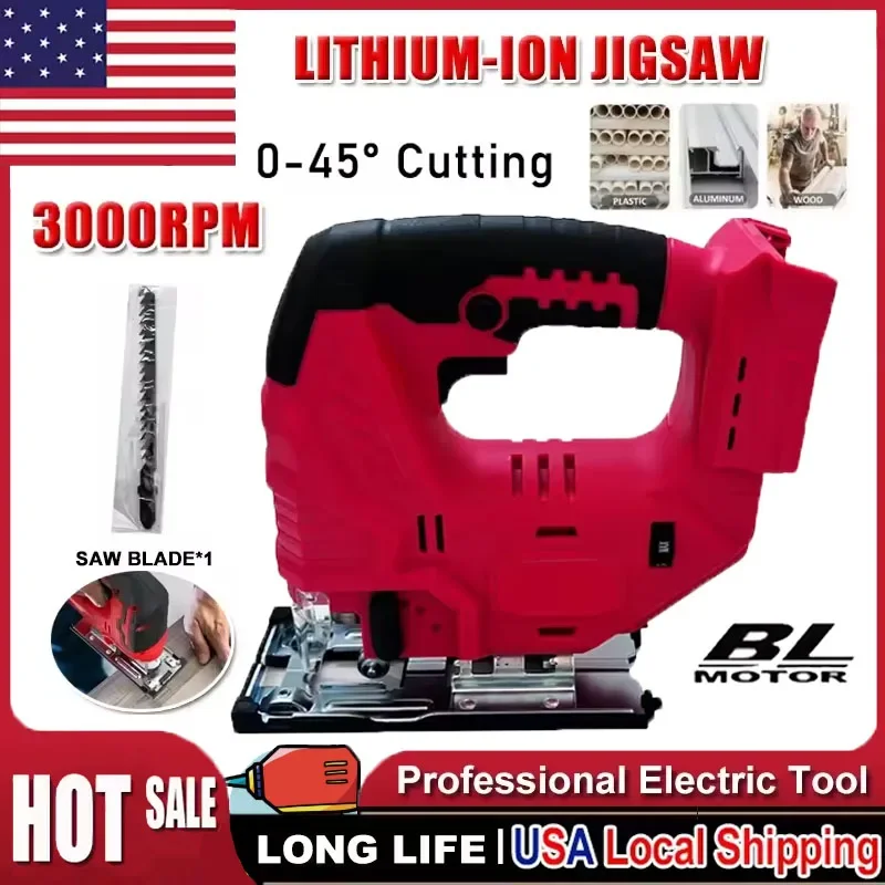 

Аккумуляторный бесщеточный лобзик Milwaukee 3000 об/мин, портативный регулируемый электроинструмент для деревообработки, для аккумулятора 18В