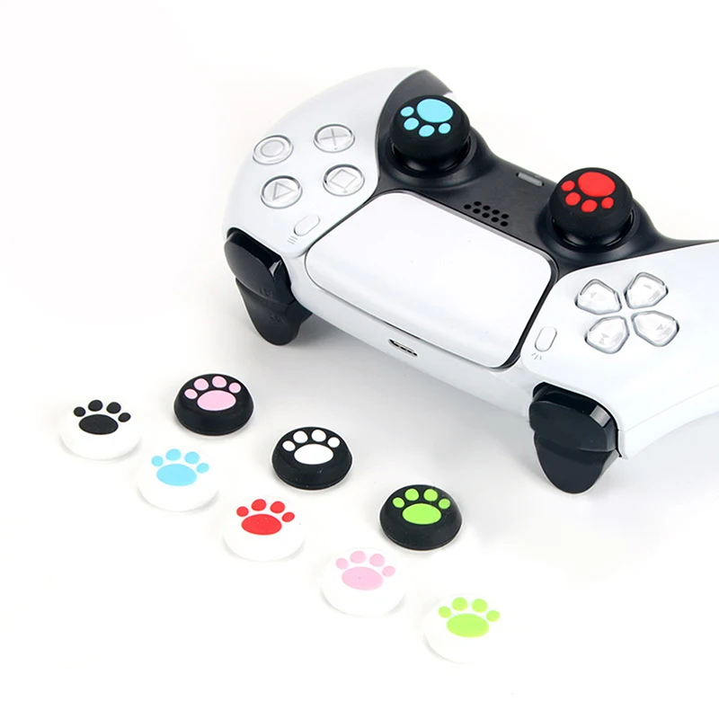 2 Stück niedliche Silikon-Daumensticks-Griffe für PS4/PS5-Controller-Kappen, Schutzfolie