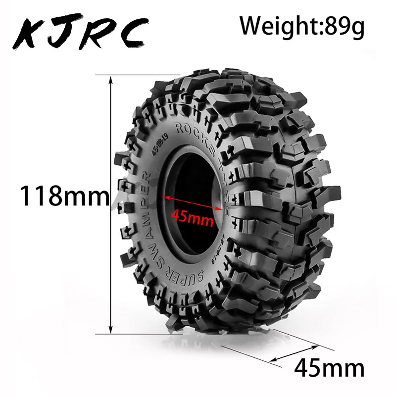 

4PCS 118*45MM 1.9" Rubber Tyre Wheel Tires for 1:10 RC Rock Crawler Axial SCX10 SCX10 II 90046 AXI03007 TRX-4 RBX10