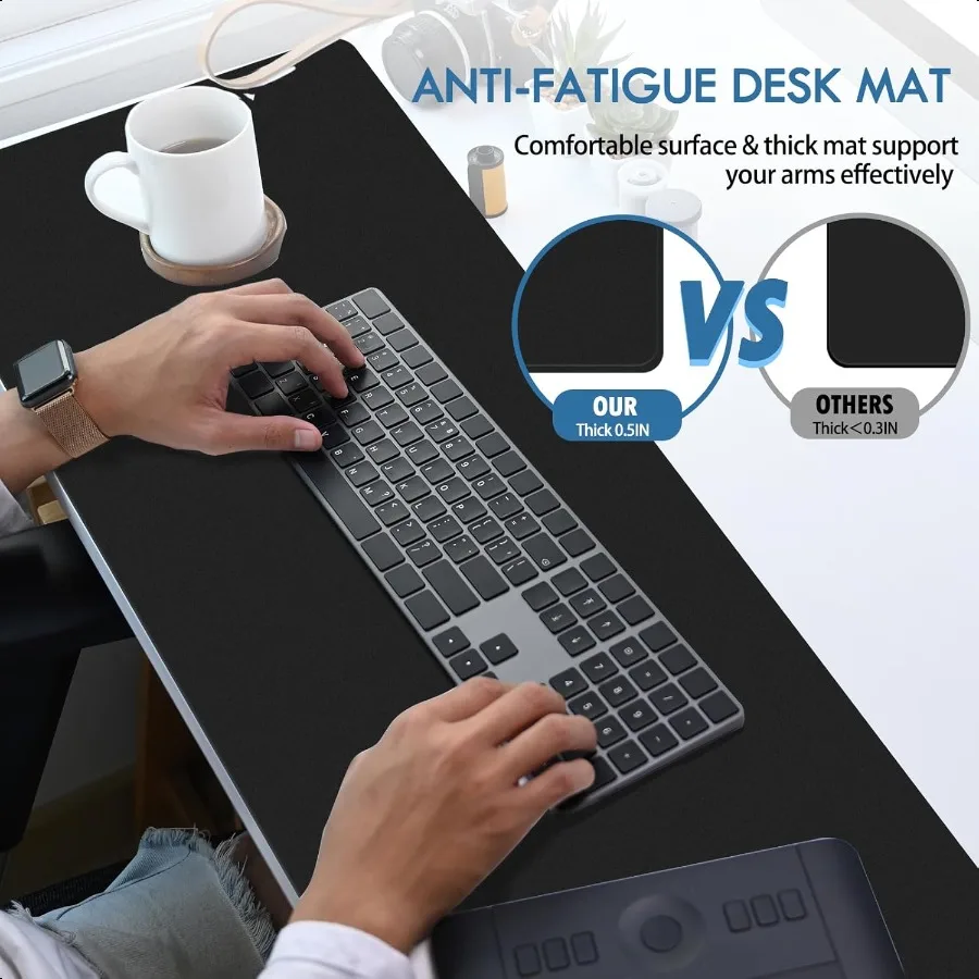 35 x 16 Large Thick Desk Pad AntiFatigue NonSlip Laptop Desk Mat Washable Gaming Mouse Pad Computer Keyboard Protector Mat for