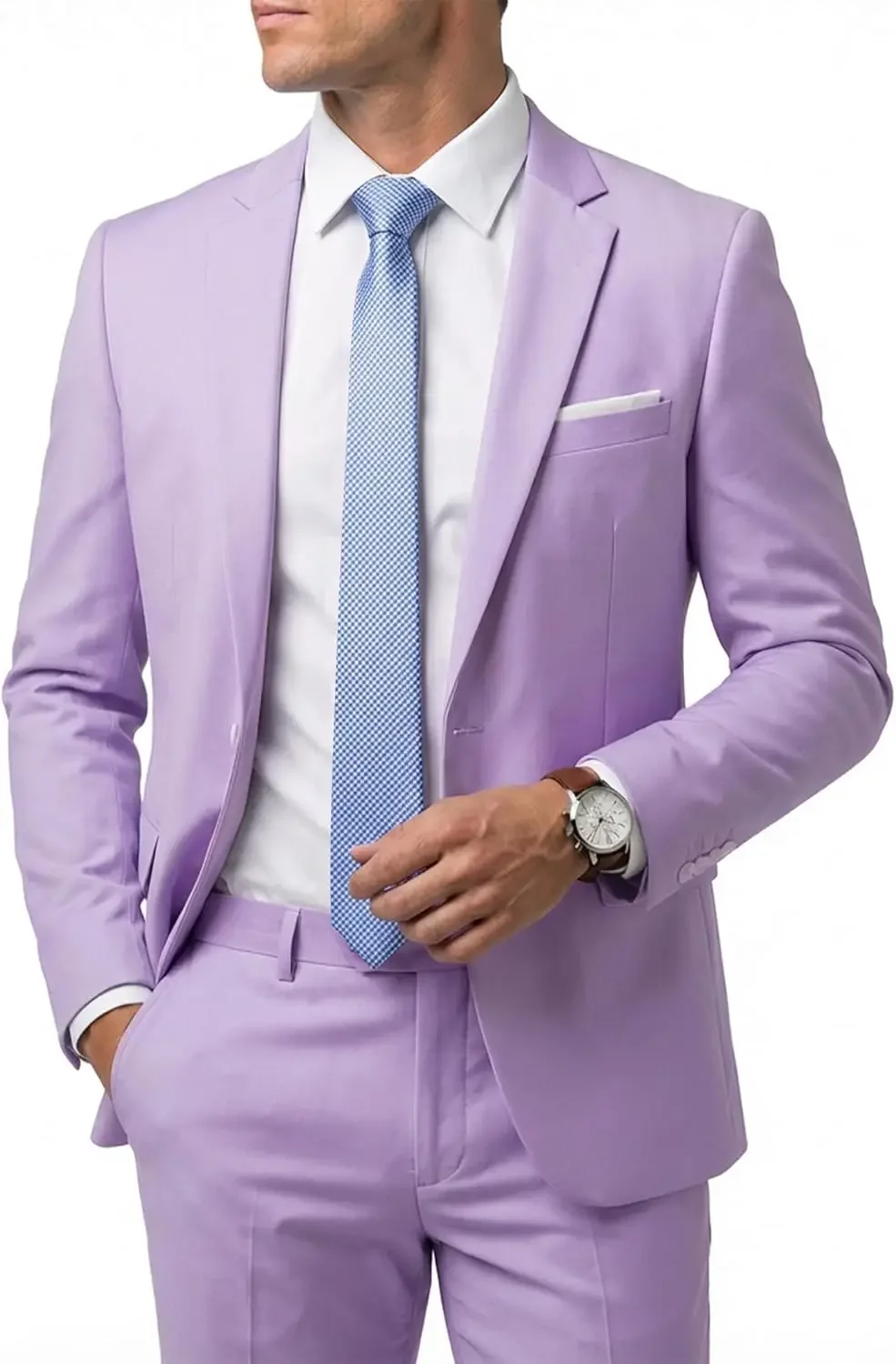 

Men's 2 Piece Suit Single Breasted Slim Fit Party Wedding Prom Solid Jacket Pants Set Suits for Men Business