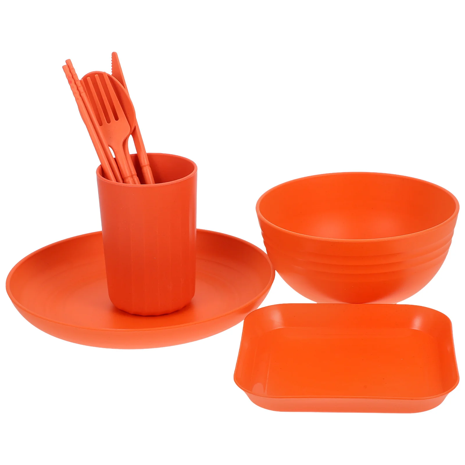 

1Set Colored Dinnerware Set Wheat Straw Party Tableware Kit Bowl Dish Cup Spoon Chopstick Portable Kitchen Supplies