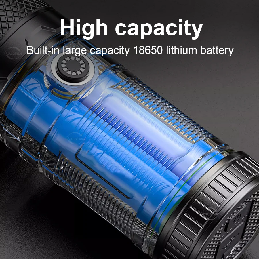 High Power Led Flashlights Built 7200mAh Battery Ultra Powerful Laser LED Torch Rechargeable Tactical Flashlight Outdoor Lantern