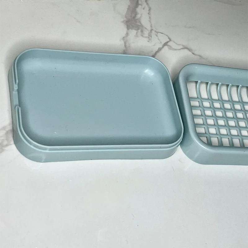 Mesh Soap Box Toilet Double Drain Soap Box, Waterless Portable Soap Holder Bathroom Organizer