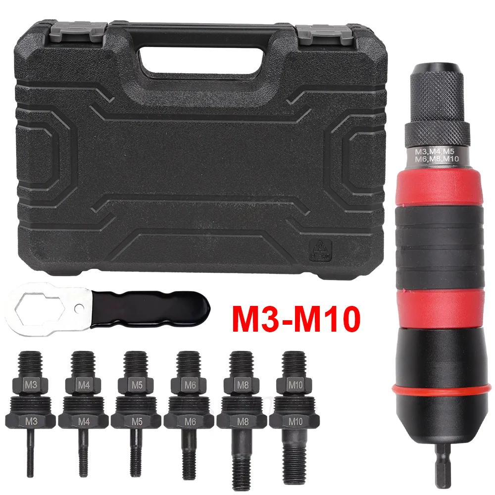 M3 M4 M5 M6 M8 M10 Electric Rivet Nut Gun Adapter Plug-in Nut Quick Riveting Tool Rivet Nut Tool Converter